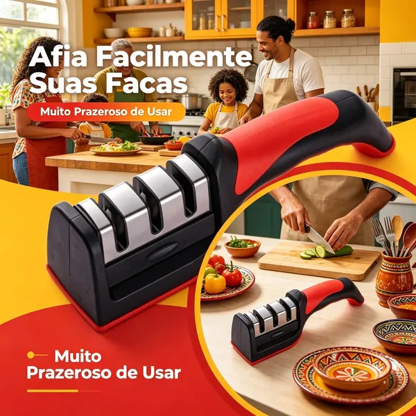 1/3/5 Afiador De Faca 3 Estágios Amolador Profissional Com Afiação Rápida Em Aço Inoxidável