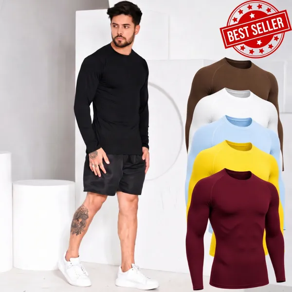 Camisa Camiseta Proteção Uv 50+ Solar Unissex Segunda Pele Frio e Calor Lisa Térmica Com Compressão