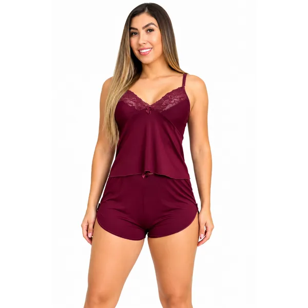 Pijama Baby Doll Feminino Malha Fria Tecido Fresquinho Roupa De Dormir Confortavel Lingerie Sensual Renda
