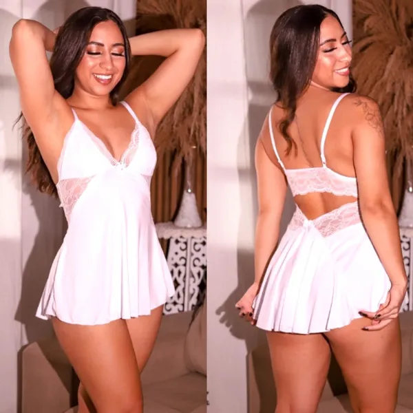 Camisola Sexy Com Renda Sem Bojo Costa Nua Sensual Pijama Roupa De Dormi Costas Abertas