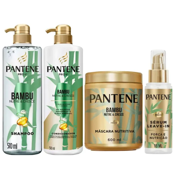 Kit Pantene Bambu Crescimento Shampoo 510ml + Condicionador 510ml + Mascara 600ml + Serum 95ml