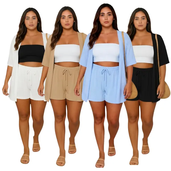Conjunto 2 Peças Kimono + Short Duna Feminino Blogueira 2026 Moda Praia Saida de Praia Quimono