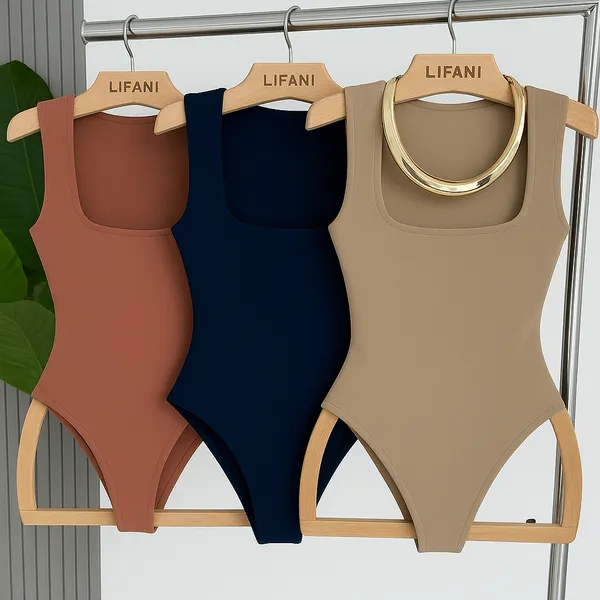 Body Feminino Quadrado Elegante Básico Forro Duplo Suplex Sem Manga Tendência promocional P M G GG