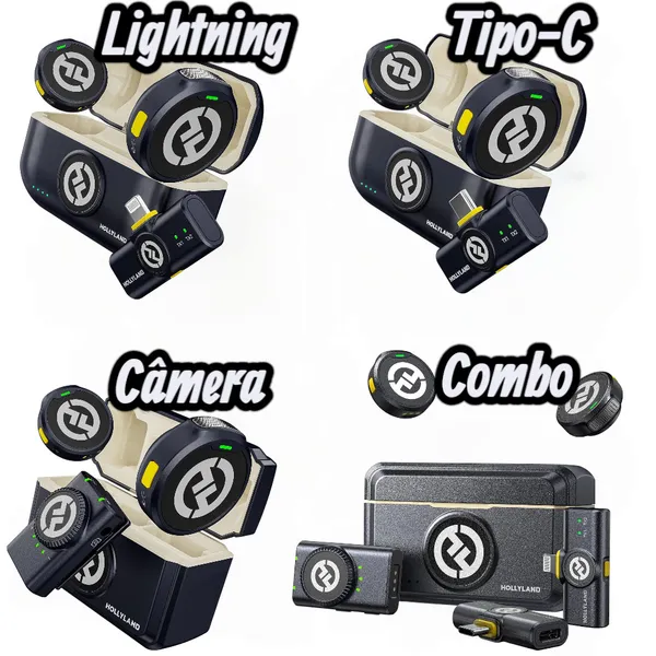 Microfone de Lapela sem fio Hollyland Lark M2 Versão Combo | Versão Lightning | Versão Tipo-C