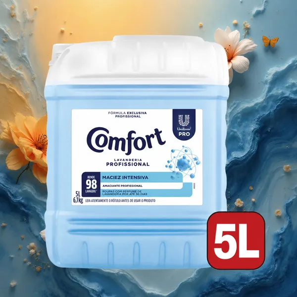 Amaciante Comfort Lavanderia Profissional Maciez Intensa 5L Longa ​Duração Alto Rendimento