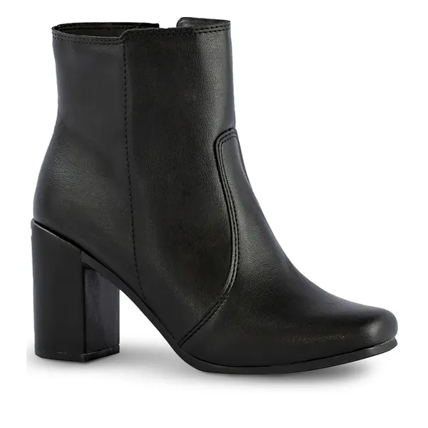Coturno Feminino Lumiss Confortável Salto Alto Grosso Bota Bico Quadrado Zíper Blogueira Square