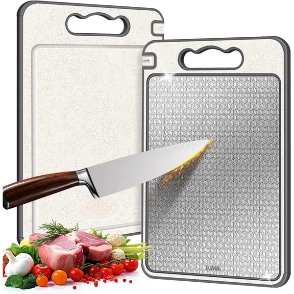 Lumai ​Tábua Corte Dupla Face Inox 304 Carne Legumes Antibacteriana Afiador Integrado Cozinha