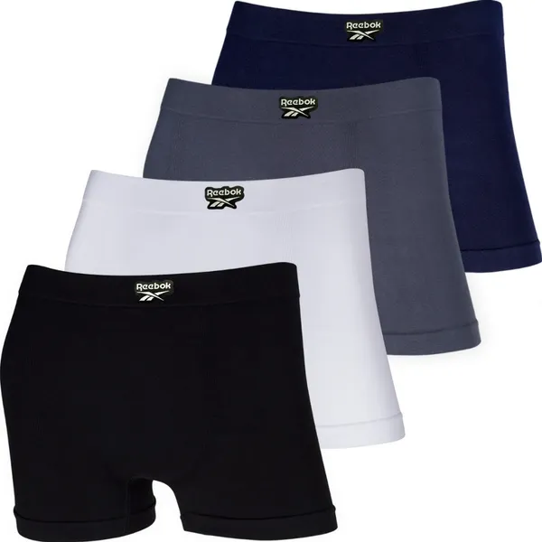 Kit 4 Cuecas Boxer Reebok Algodão Masculina Sem Costura Premium Box Confortável Macia Cueca Adulto