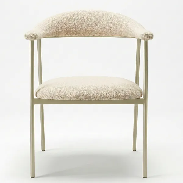 Cadeira de Mesa de Jantar Bouclé Luxuosa Base Ferro Moderna