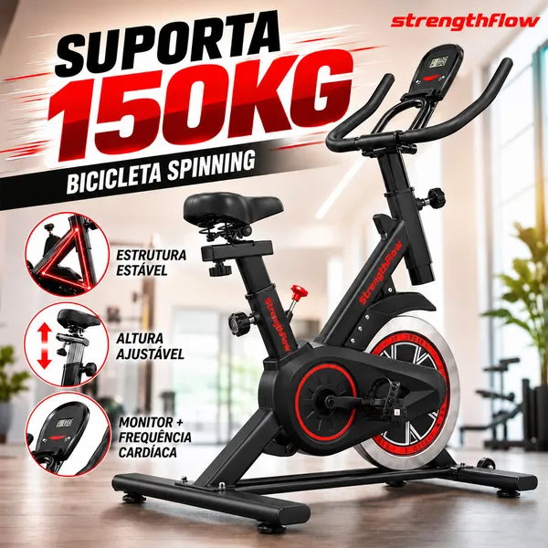 Bicicleta Bike Ergometrica Spinning Detecção De Frequência Cardíaca Academia Fitness Profissional 150kg