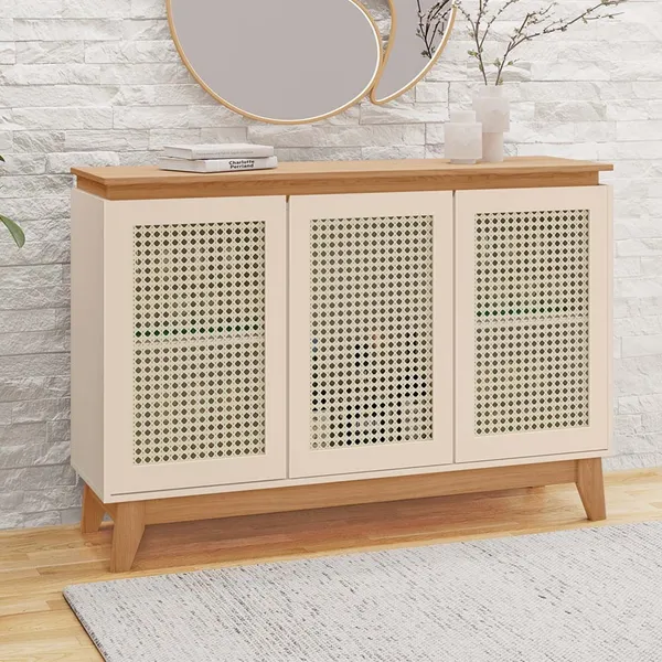 Buffet Zurique 100% MDF 3 Porta e Pés Estilo Retrô