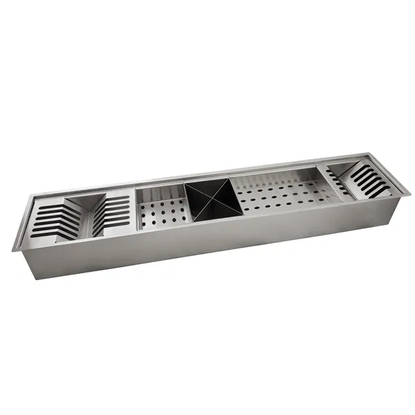 Canal Úmido Organizador Calha De Cozinha em Aço Inox 304 C/5 Módulos 90x18 - Tubrax
