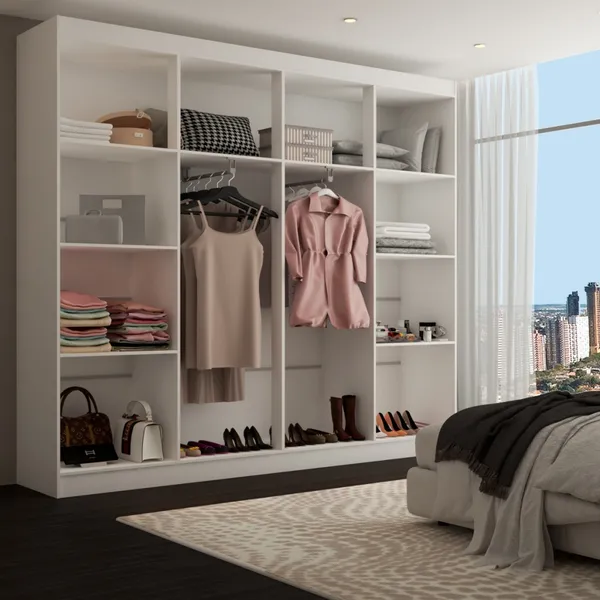 Closet Ele e Ela 8 Prateleiras Malbec Branco Fosco – Panorama Móveis