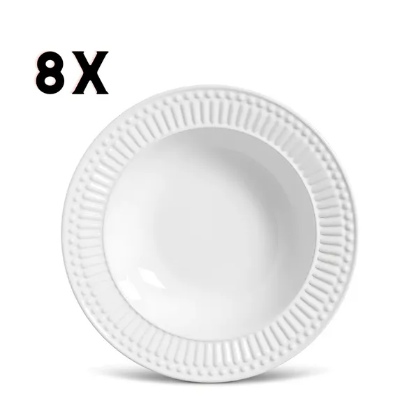 Conjunto Prato Fundo Roma Branco 8 Peças ​2ª Linha Porto Brasil