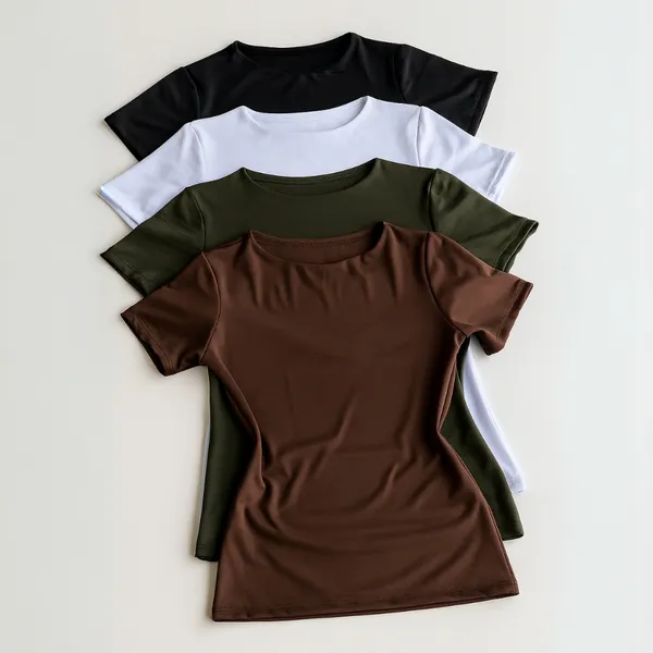 Kit 4 Blusa Feminina Suplex Duplo Básica Elegante Blogueira