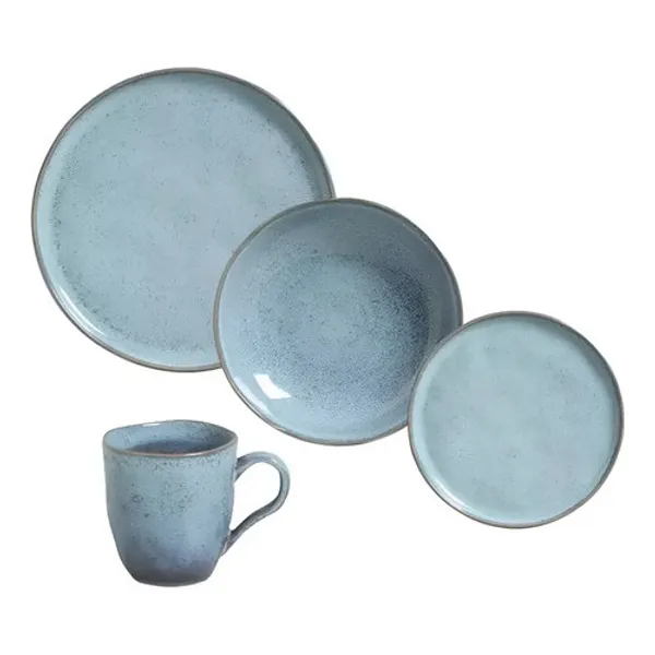Aparelho De Jantar Cerâmica Stoneware Bio Breeze 16 Peças Azul-claro Porto Brasil Liso