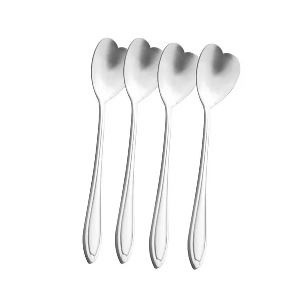 4 Colheres de Chá Heart Prata de Aço Inox - Wolff