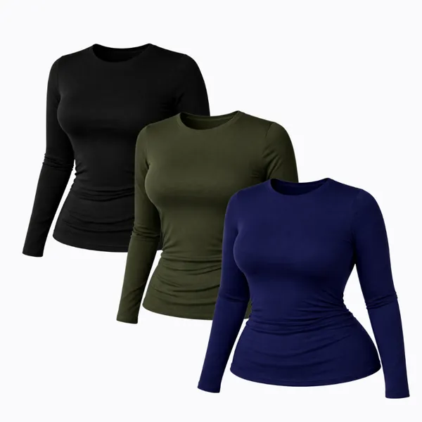 Kit 3 Blusa feminina básica suplex  plus size manga longa moda inverno