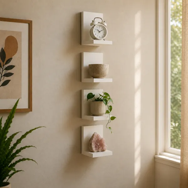 Prateleira em L Branca 15X10 cm MDF Para Decoração Plantas Organização Bonecos Miniaturas Universal