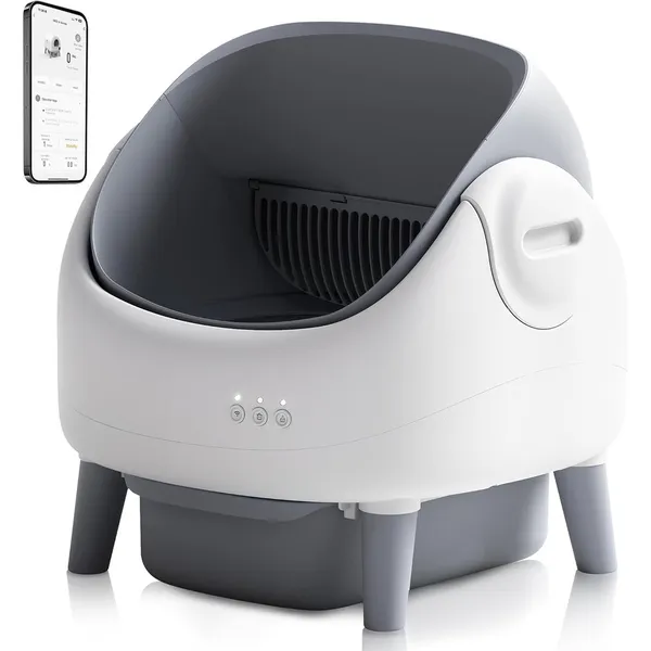 Newpet Caixa de Areia Autolimpante com Tampa Aberta Caixa de Areia Automática para Gatos para Vários Gatos com app