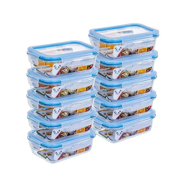 Kit 3,4, 5, 6 10 ou 12 Potes Herméticos vidro Retangular: Tamanhos 370, 640, 1040ml ml Marmita GP Home