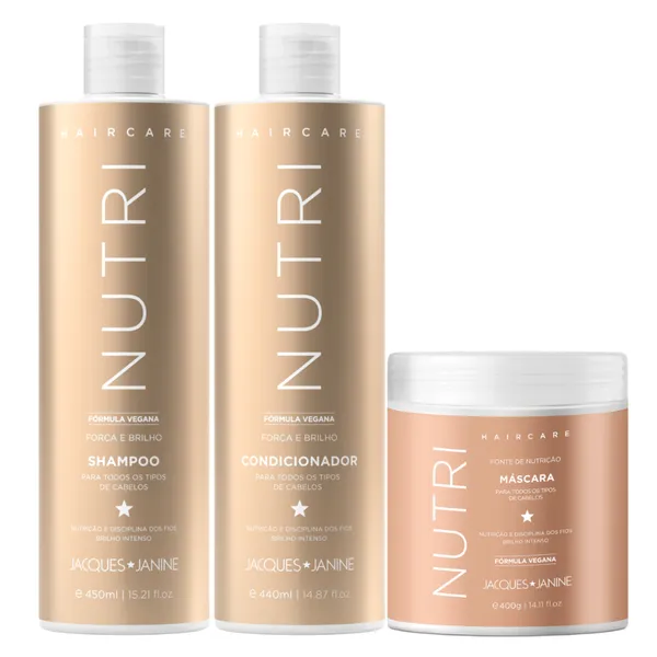 Kit Jacques Janine Hair Care Nutri Shampoo 450ml + Condicionador 440ml + Máscara Creme Nutrição 400g