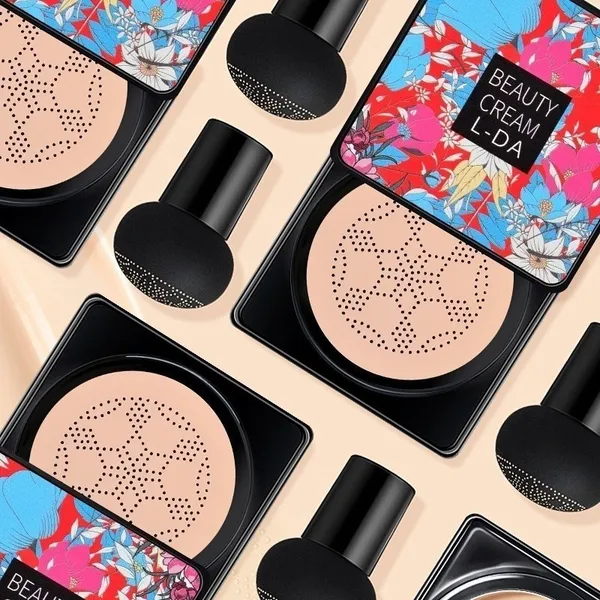 BB Cream/Base/Corretivo com Esponja em Formato de Cogumelo | Base Clareadora Maquiagem Cor Marfim