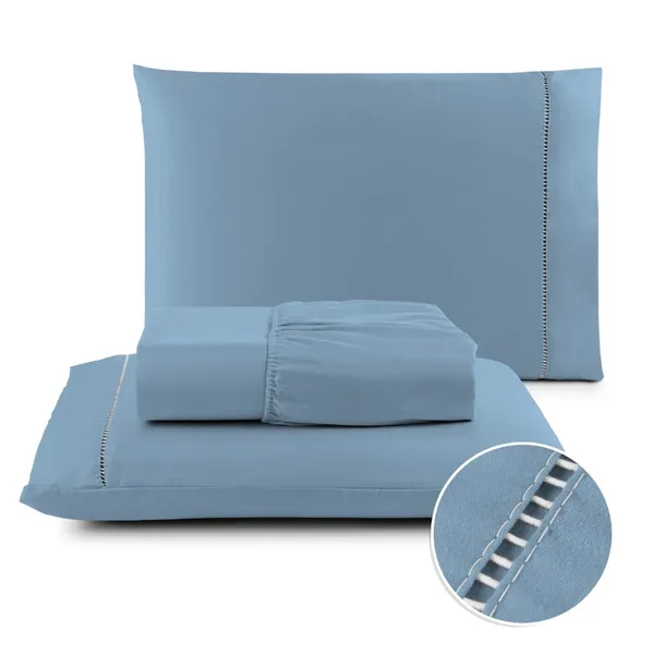 Kit Lençol Jogo de Cama Berço/Solteiro/Casal/Queen/King 400 Fios Micropercal com Ponto Palito