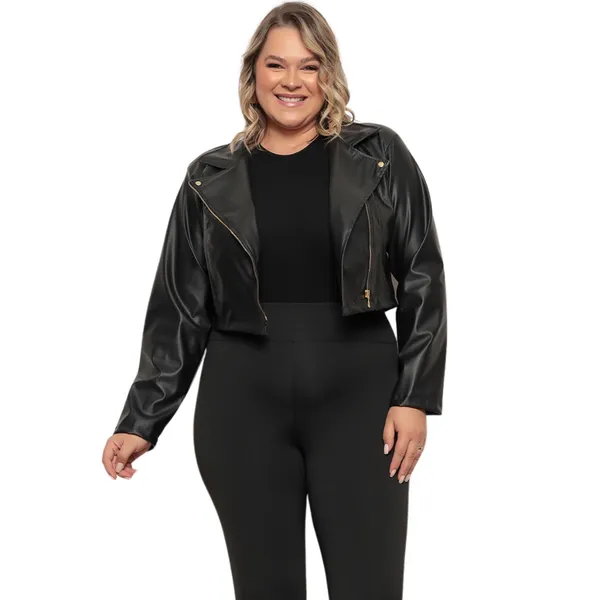 Jaqueta Feminina Couro Sintético Plus Size