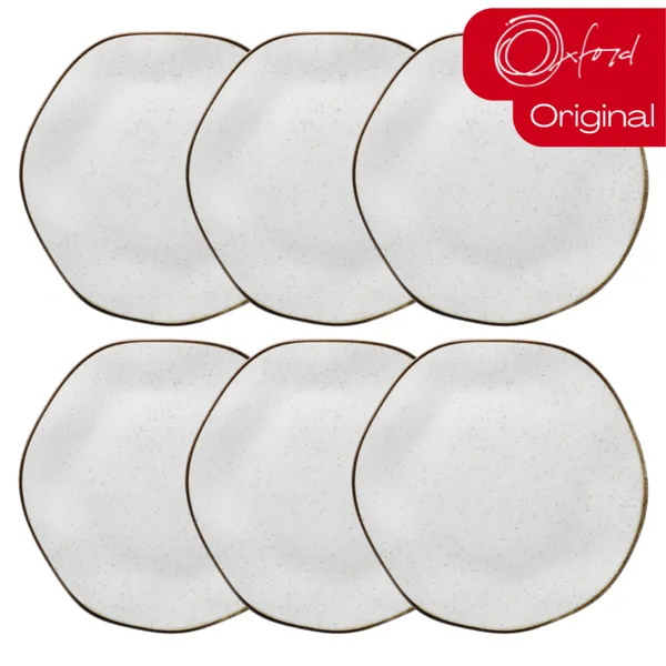 Prato Raso Ryo Maresia Areia 6 Unidades 27,5CM Oxford Porcelanas