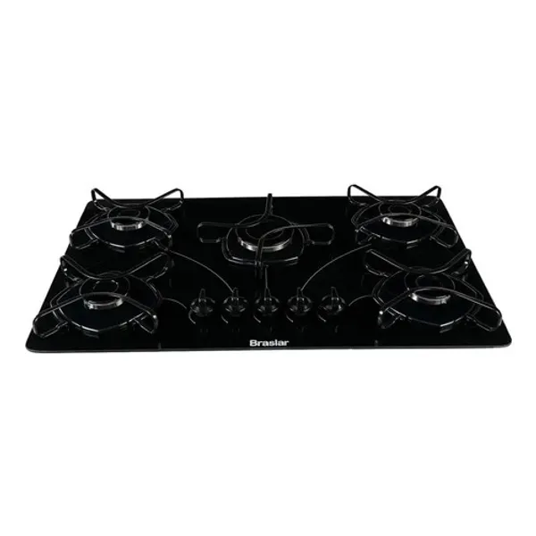 Fogão Cooktop Bivolt Com Alimentação Gás - Braslar 5 Bocas Cor Preto - 5 Queimadores