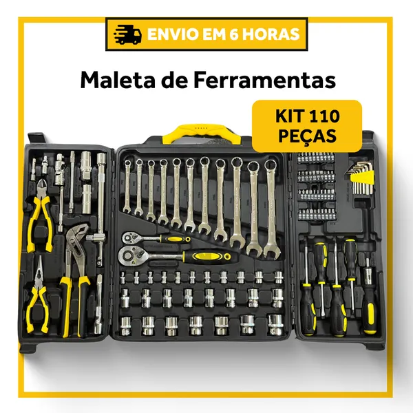 Kit Com 110 Peças De Ferramentas Aço Cromo Vánadio Alicate Bits Chave Qualidade Profissional Maleta