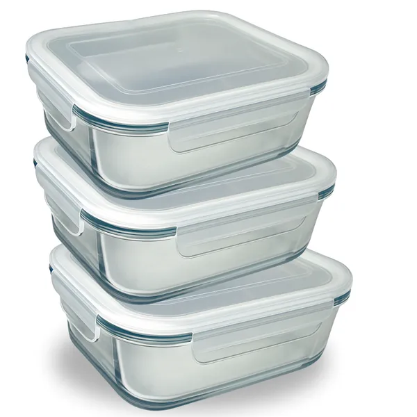 Jogo 3 Potes de Vidro com Tampa Marmita, Freezer e Micro-ondas potes herméticos porta mantimentos vidro comida saudável