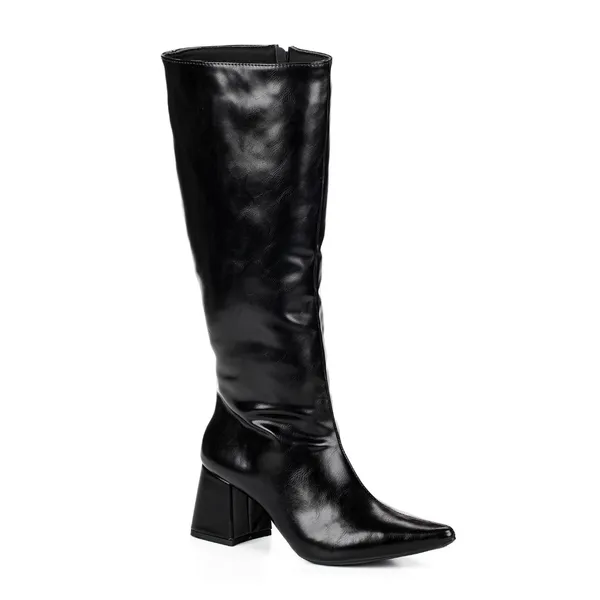 Bota Montaria Feminina Lançamento Salto Grosso Bico Fino Cano Longo Blogueira Fashion Festa Rodeios