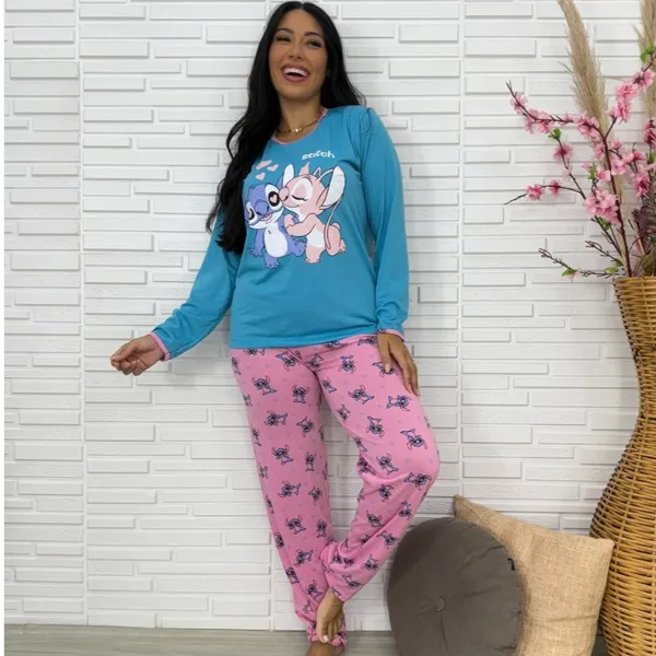 Pijama Longo Feminino Malha ​Adulto Manga Comprida Dejule