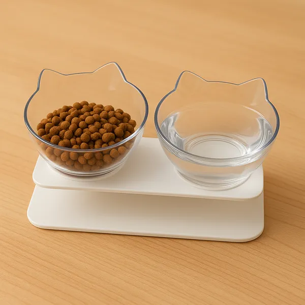 Comedouro  E Bebedouro Duplo Gato Gatinho Cachorro Animais Elevado Acrílico 400ML Napi