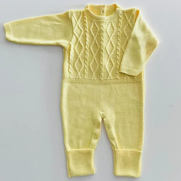 Macacão bebê RN comprido de tricot saída maternidade Enxoval de Neném