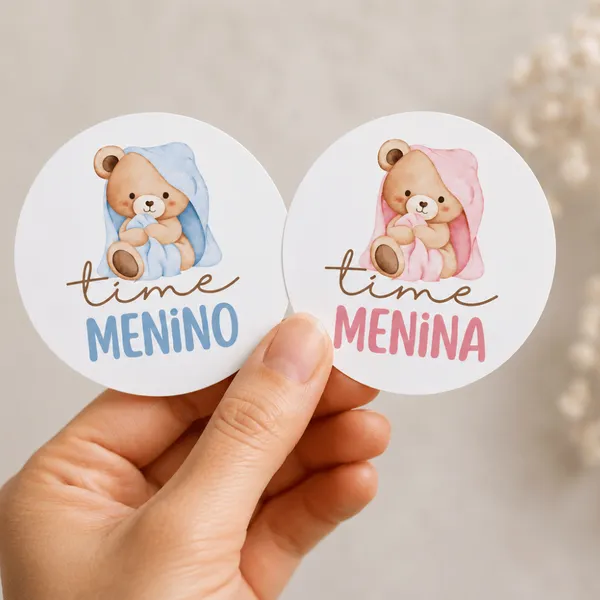 50/100 adesivos Chá revelação - Time menina e menino- Envio Imediato