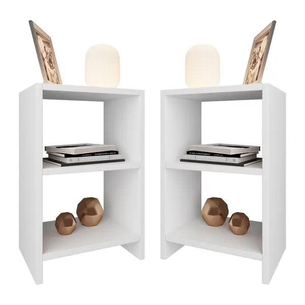 KIT 2 MESAS DE CABECEIRA PEQUENA E ELEGANTE ESTILO MINIMALISTA IBIZA