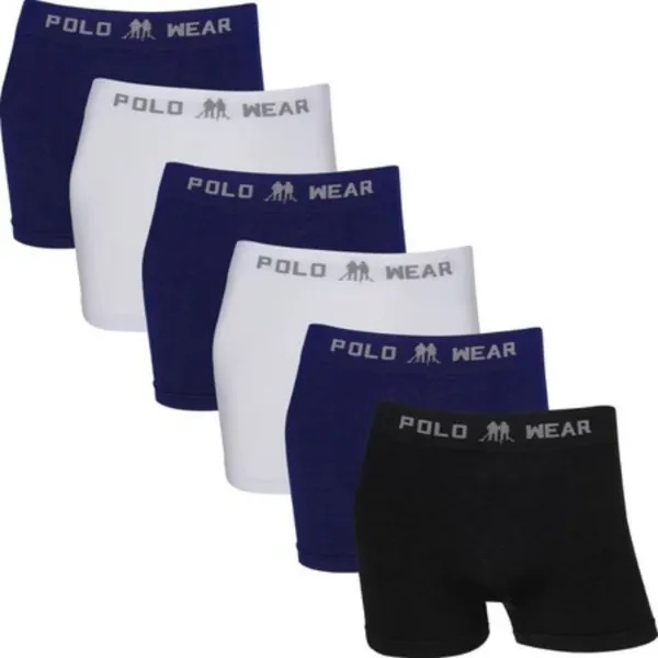 KIT 6 CUECAS BOXER POLO WEAR MICROFIBRA SEM COSTURA MASCULINA PACOTE CUECA BOX ADULTO CONFORTÁVEL