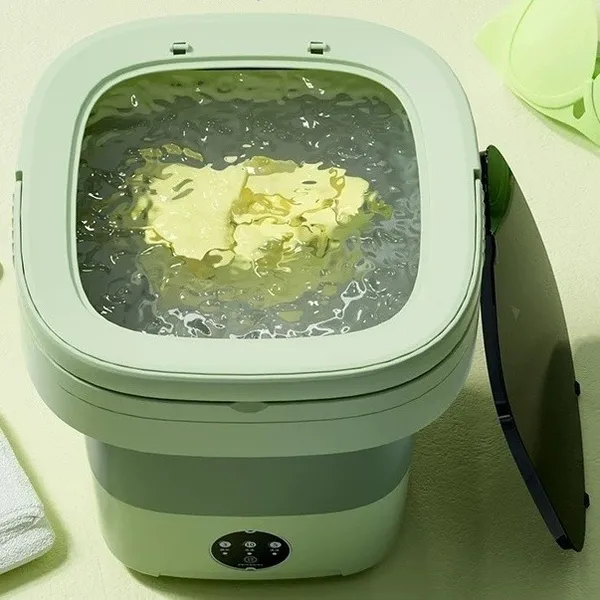 Mini Máquina de Lavar Portátil 11L Dobrável 110V/220V Lava Roupas Íntimas e Pequenas com Centrífuga