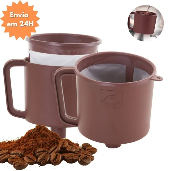 Coador de Café Chá com Filtro Reutilizável 103 Econômico com Alça e Suporte