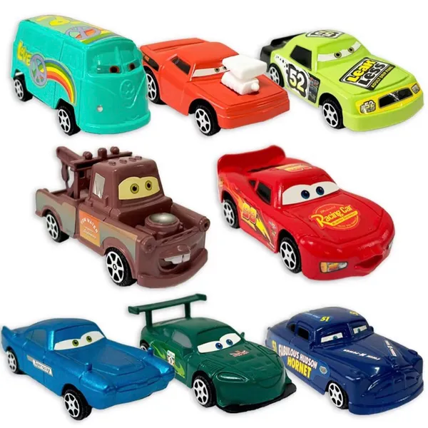 Kit com 8 Carrinhos com Fricção Relâmpago MCqueen Coleçao Completa Envio Rápido