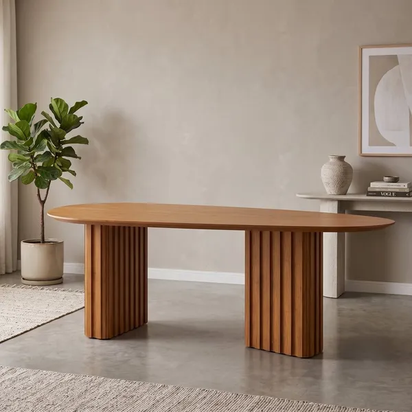 Mesa para Sala de Jantar com Tampo Orgânico 75x200x100cm Marrom/Freijó 200