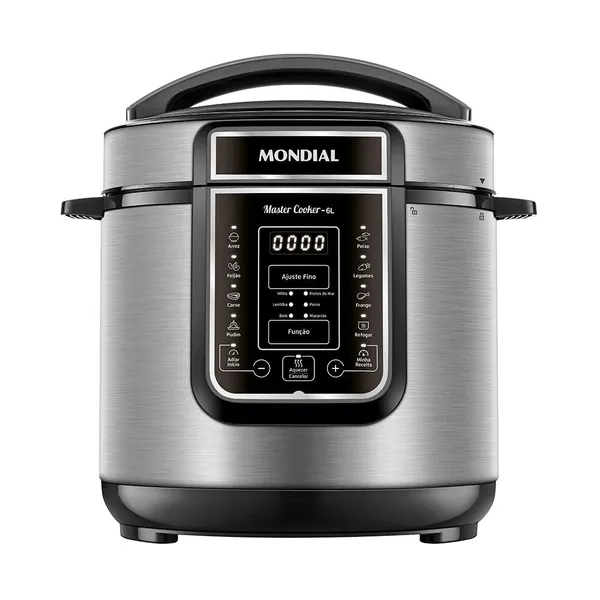 PANELA DE PRESSãO ELéTRICA DIGITAL 6L MONDIAL PRETO E INOX - PE-60-6L-I