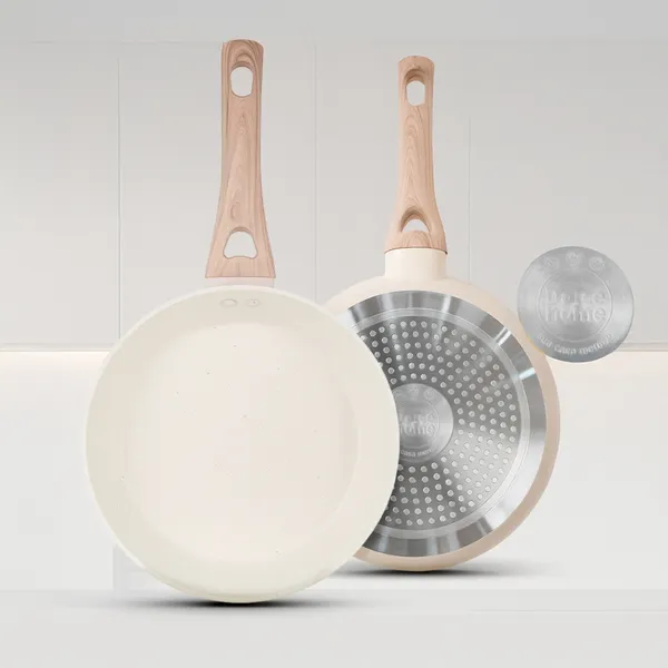 Frigideira Indução 25cm 1,7L Fundo Triplo Revestimento Antiaderente Creme