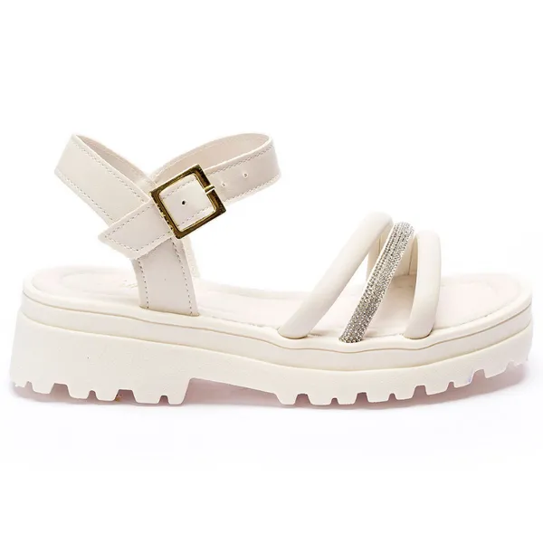 Sandália Anabela Infantil Menina Strass Tininha Flatform Salto Macia