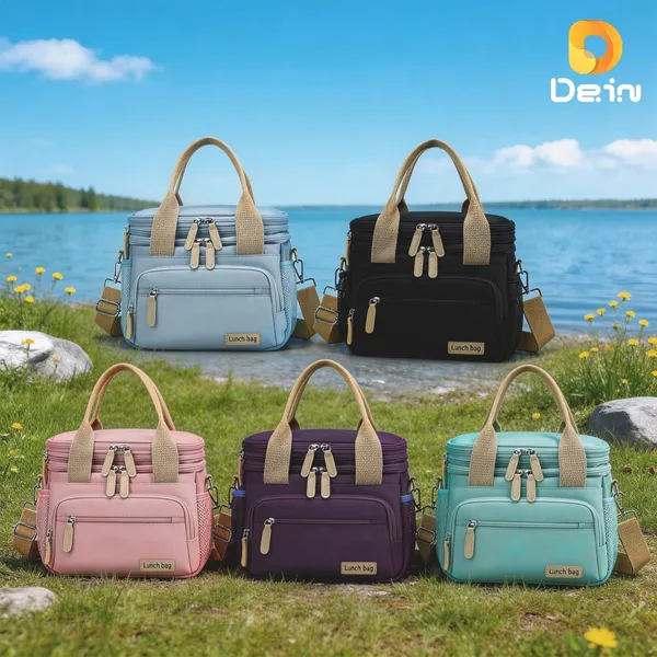 Bolsa Térmica Dupla Camada 27x20x30cm Grande Capacidade Marmita Trabalho Escola Piquenique