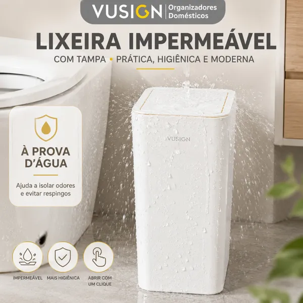 Lixeira Automática Click VUSIGN 8L 10L Banheiro Cozinha Escritório
