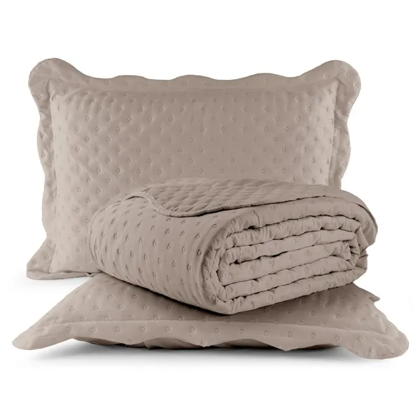Kit Cobreleito Colcha Queen 240x260 Micropercal - 200 Fios Toque Macio Com 02 Porta Travesseiros Com Abas
